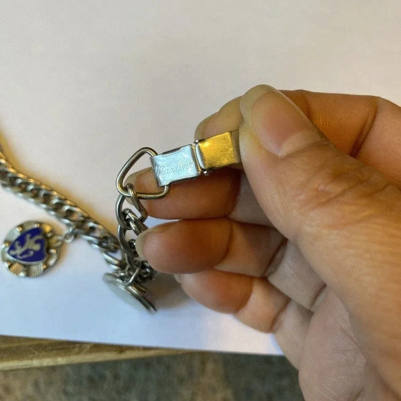 VTG Maxama Silver Tone Charm Chain Bracelet 7” Loins Singhars Tassels - Picture 6 of 8